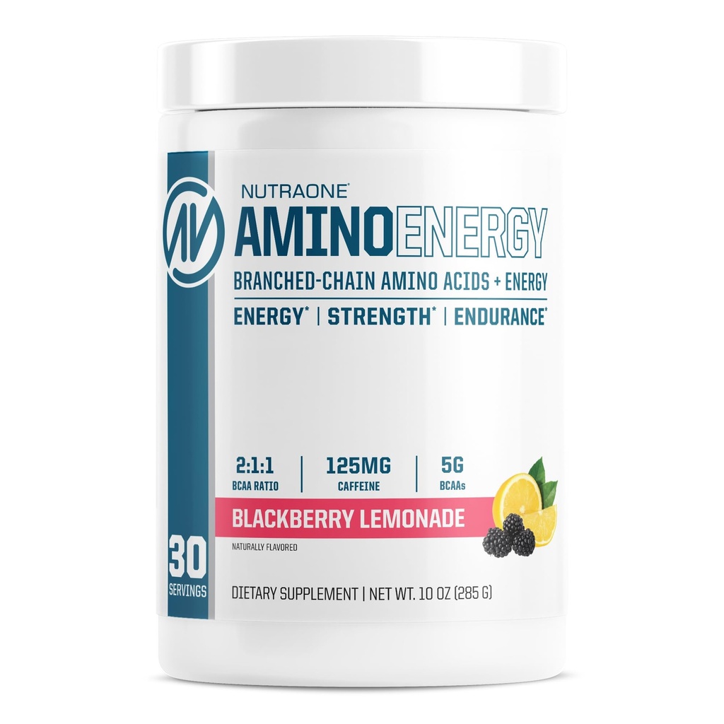 NutraOne Amino Energy BCAA Powder Pre-Workout Dodatek s kofeinem rozvětvený řetězec aminokyselin na pomoc palivo a recover * (Berry Lemonade - 30 Servings)