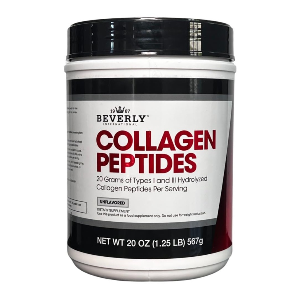 Beverly International Collagen Peptides Protein Powder. Mladistvý vzhled - kůže, vlasy, nehty, kosti a společné zdraví. Snadné použití, vysoce absorbovatelné. 18 gramů proteinu, bez příchutí 20 oz.