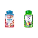 Vitafuze Fiber Well Supplement & Vitamin D3 Gummy Vitamíny pro podporu kostního a imunitního systému, Peach, Blackberry a Jahodové Ochucené, 50 mcg vitamín D, 75 Day Supply, 150 Počet