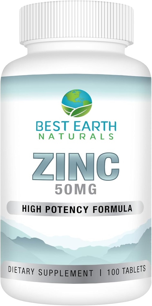 Nejlepší Naturals Země 50 Mg zinkové doplňky - Imunitní Supplement - Vysoká potence přírodní antioxidant - 100 Tablety (100 Day-Supply)