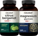 NatureBell Magnesium Glycinát Kapsle 500mg & Citrus Bergamot Veggie Kapsle 5000 mg Ekvivalentní Bundle Pack Př