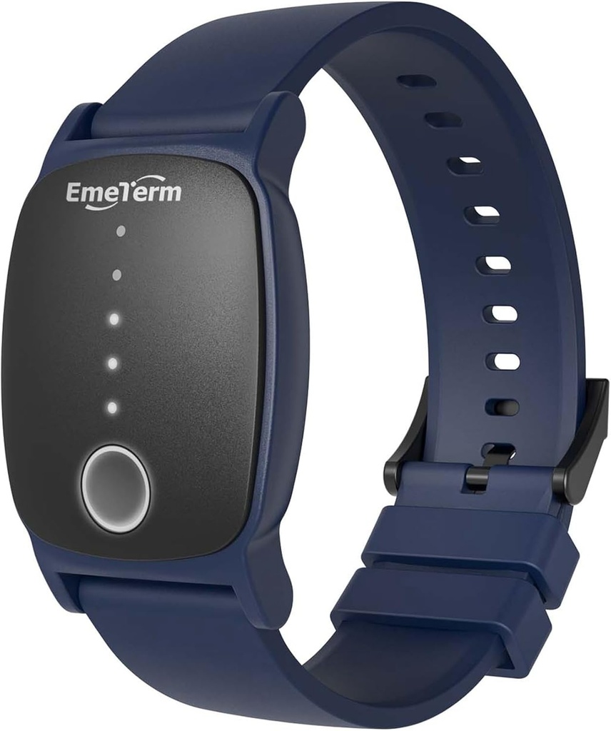 EmeTerm Explore FDA- Cleared Anti- Nausea náramkový pás IP67 vodotěsné ráno Motion Nemoci Relief Band Recharible Classic Strap Design Drug Free Non- ospalost Bez vedlejších účinků Navy Blue