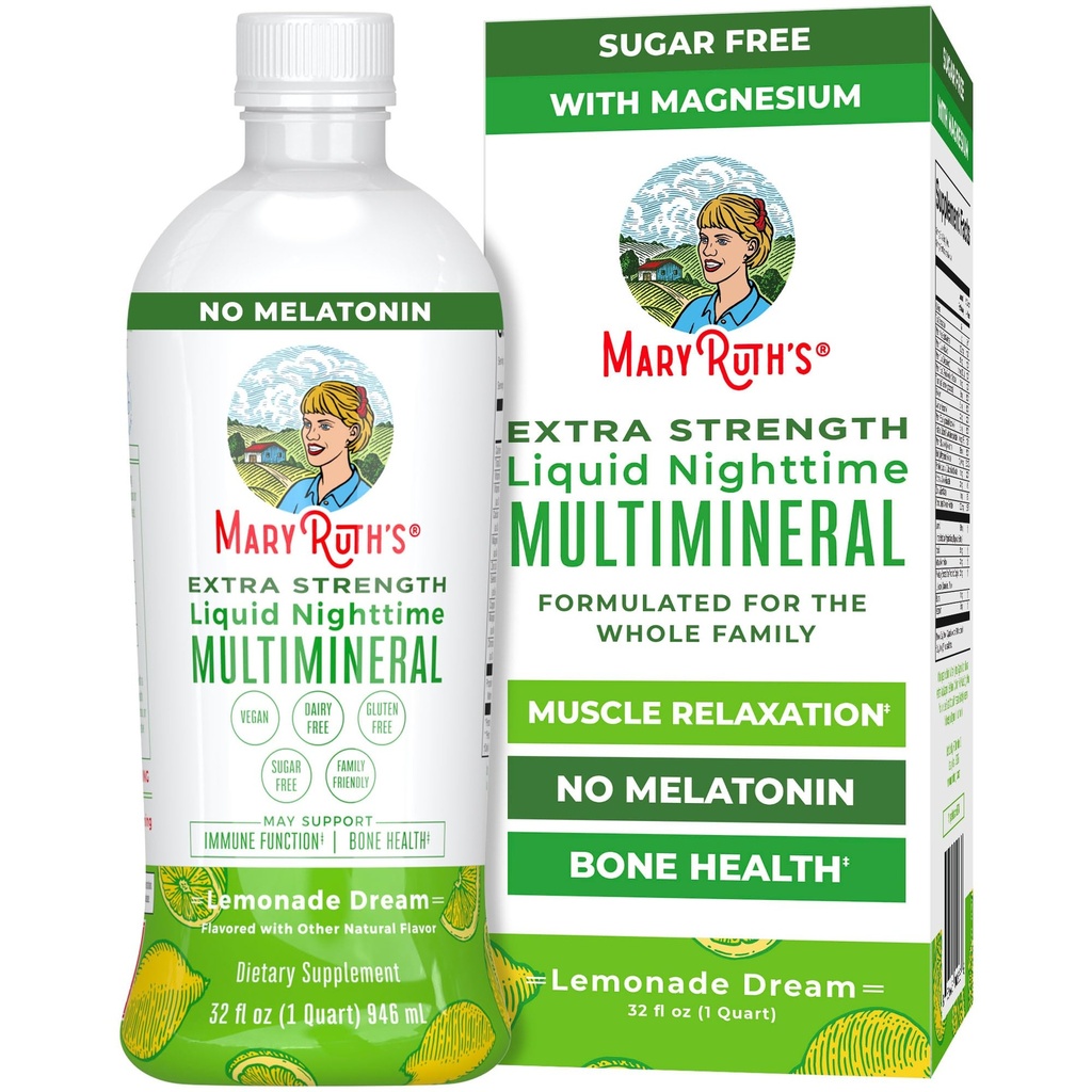 MaryRuth organics Extra Strength Nighttime Liquid Multimineral current 124; Sugar Free current 124; Calm Magnesium current 124; NO Melatonin current 124; vápník current zinek 124; Muscle Relaxation current 124; Lemonade Flavor current 124; Vegan current 124; 32 Serving