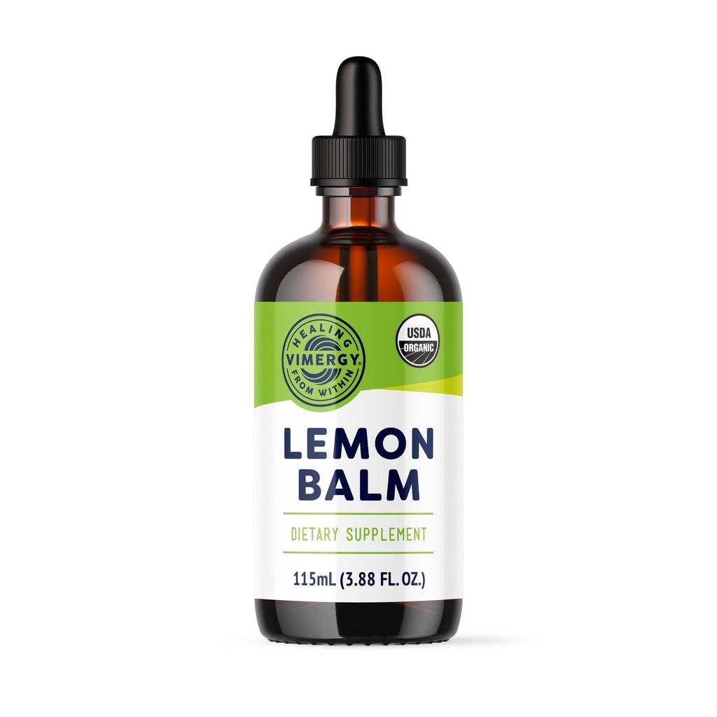 Viméries USDA Organic Lemon Balm tinktura Bylinný doplněk - Lze použít v čaji - Non- GMO, Alkoholicko-bez -115 ml (1 ml / servírování)