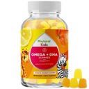 Děti Omega a DHA gumové - mastné kyseliny Omega 3 6 9 s vitaminem C pro vizi - Nutriční DHA pro děti pro zdravý nervový systém a podporu soustředění - Ryby zdarma - 60 Počet