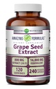 Amazing Applicas Grape Seed 800 Mg Extract (20: 1) CLAS124; 16000 Mg Ekvivalentní CLAS124; Veggie Capsules CLAS124; Non- GMO CLAS124; Gluten- Free CLAS124; Made in USA (240 Count)