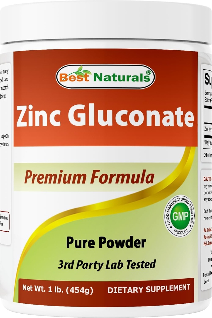 Nejlepší Naturals Zinek Gluconát čistý prášek 1 libra