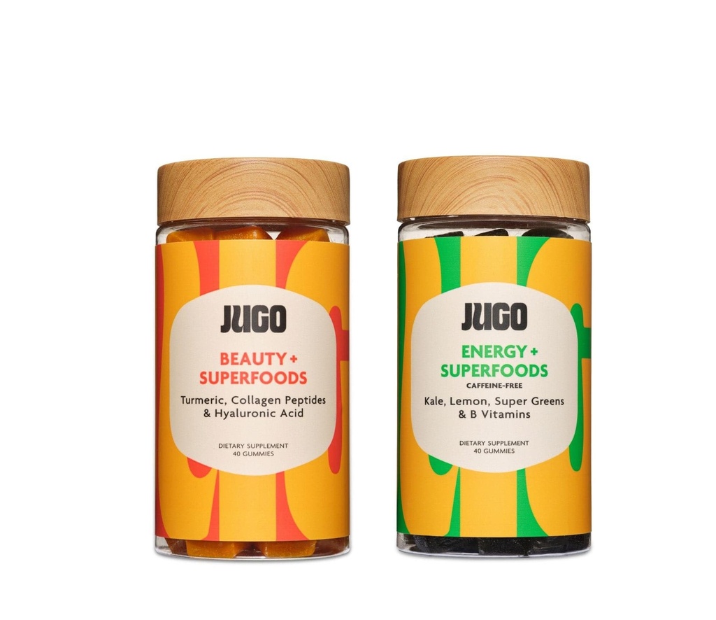 JUGO Beauty + Energy Gummies Bundle - Kolagen, Biotin & Vitamin B12 - Podporuje vlasy, kůže, nehty a přírodní energie - Plant- based & gluten- Free