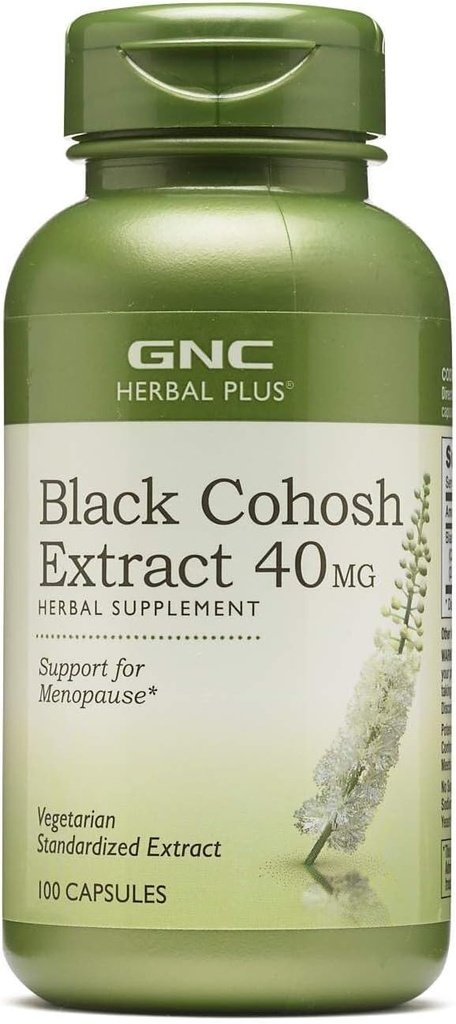 GNC Herbal Plus Black Cohosh Extract 40mg Dodatek, Vegetariánské, Podpora Menopauzy, 100 Služeb