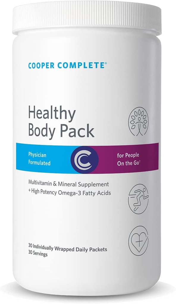Cooper Complete - Zdravý Tělový balíček - Denní vitamin Pack s Multivitamin & Omega33 Fish Oil - 30 Packets per Bottle. Balení po 3 ks