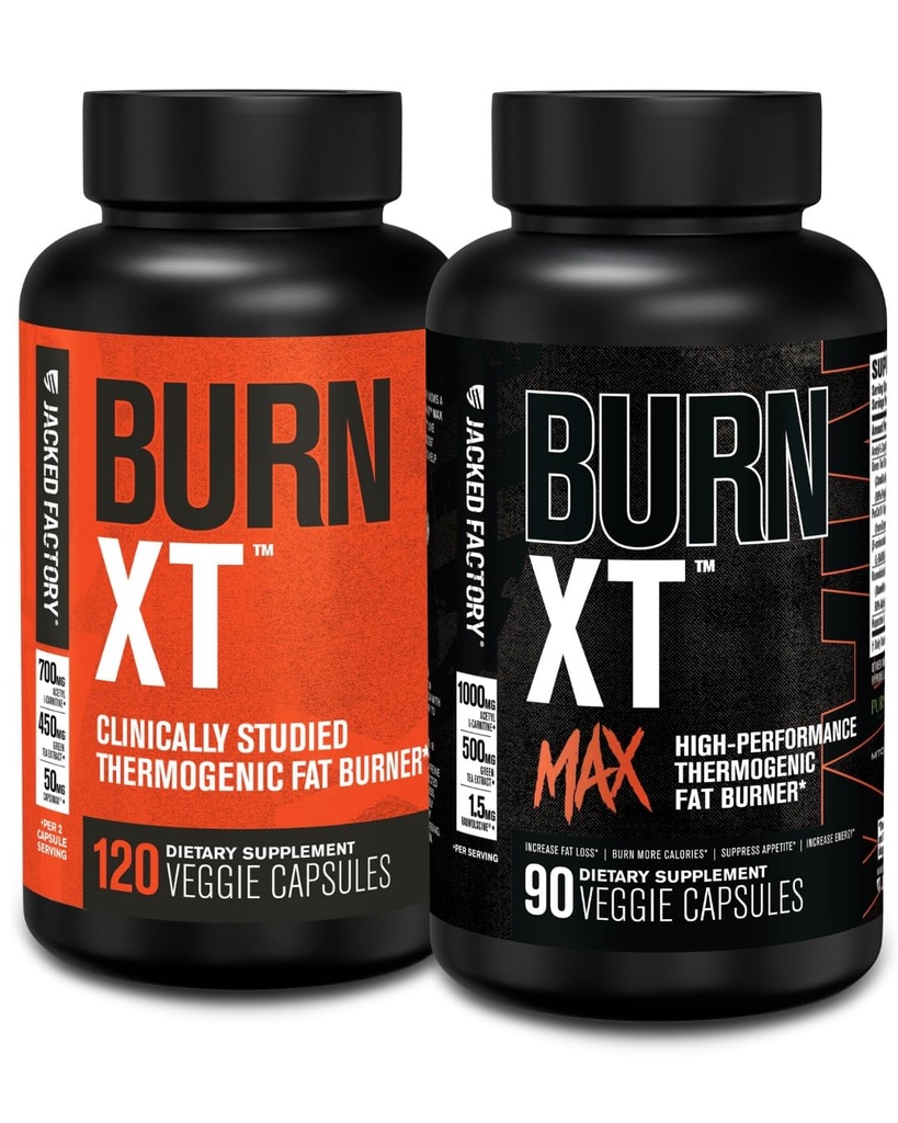 Jacked Factory Burn-XT Klinicky studovaný spalovač tuků a hubnutí dodatek (120 kapslí) a vypálit XT Max high- Performance spalování tuků & Appetite Suppresant (90 kapslí)
