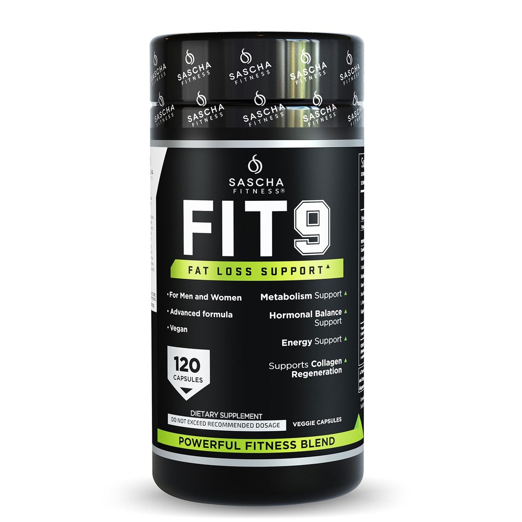 Sascha Fitness Fat Loss pilulky CLAS124; Kolagen podpora CLAS124; Fluid Balance CLAS124; FIT9 Ingredients: 7Keto + Uva Ursi, Gotu Kola, L-Theanine, Gingko Biloba, DIM, Green Tea CLAS124; Weight Loss Supplements- Vegan- 120 Natural Cap