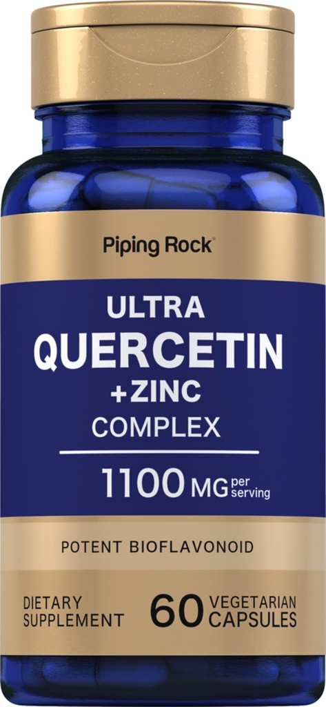 Piping Rock Quercetin Zinkový komplex 124; 1100 mg FLAVIS 124; 60 kapslí 124; Non- GMO, gluten zdarma dodatek