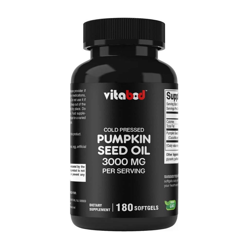 Studené lisované dýňové semeno olej 3000mg na servírování - 180 Softgels - Non- GMO & gluten zdarma