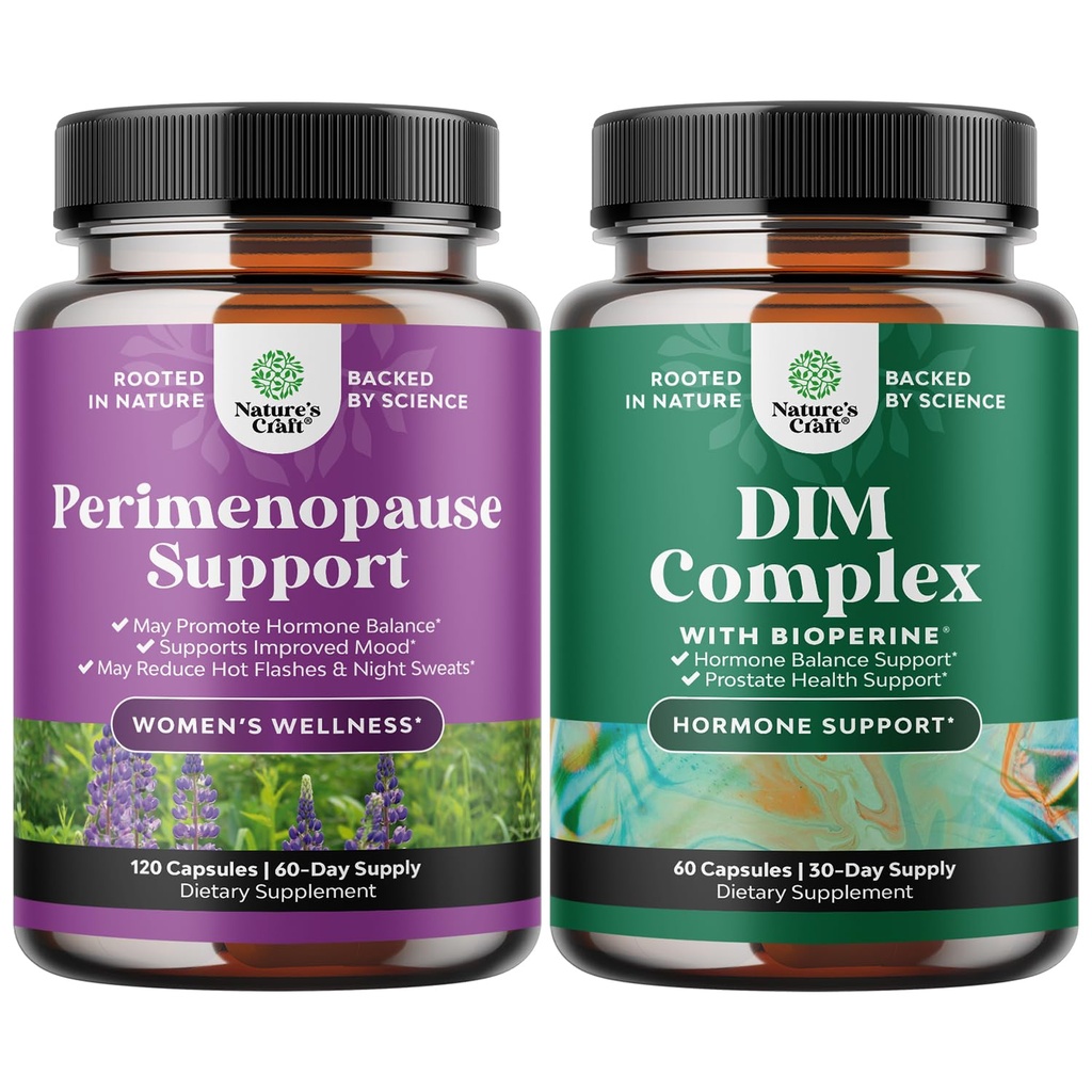 Svazek kompletní perimenopauza dodatek pro ženy s Maca Root Vitex Berry & Black Cohosh a čistý DIM dodatek s bioperínem - Diindolylmethan Testosteron Complex s brokolicovou floretou