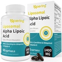 Lipozomální alfa kyselina lipoová 1400mg, ALA doplněk s L- karnitin 1000mg, Ubiquinol (aktivní CoQ10) 100mg a vitamin E 10mg, Alpha- Lipoová kyselina pro antioxidanty, Nerve, Energy 60 Softgels