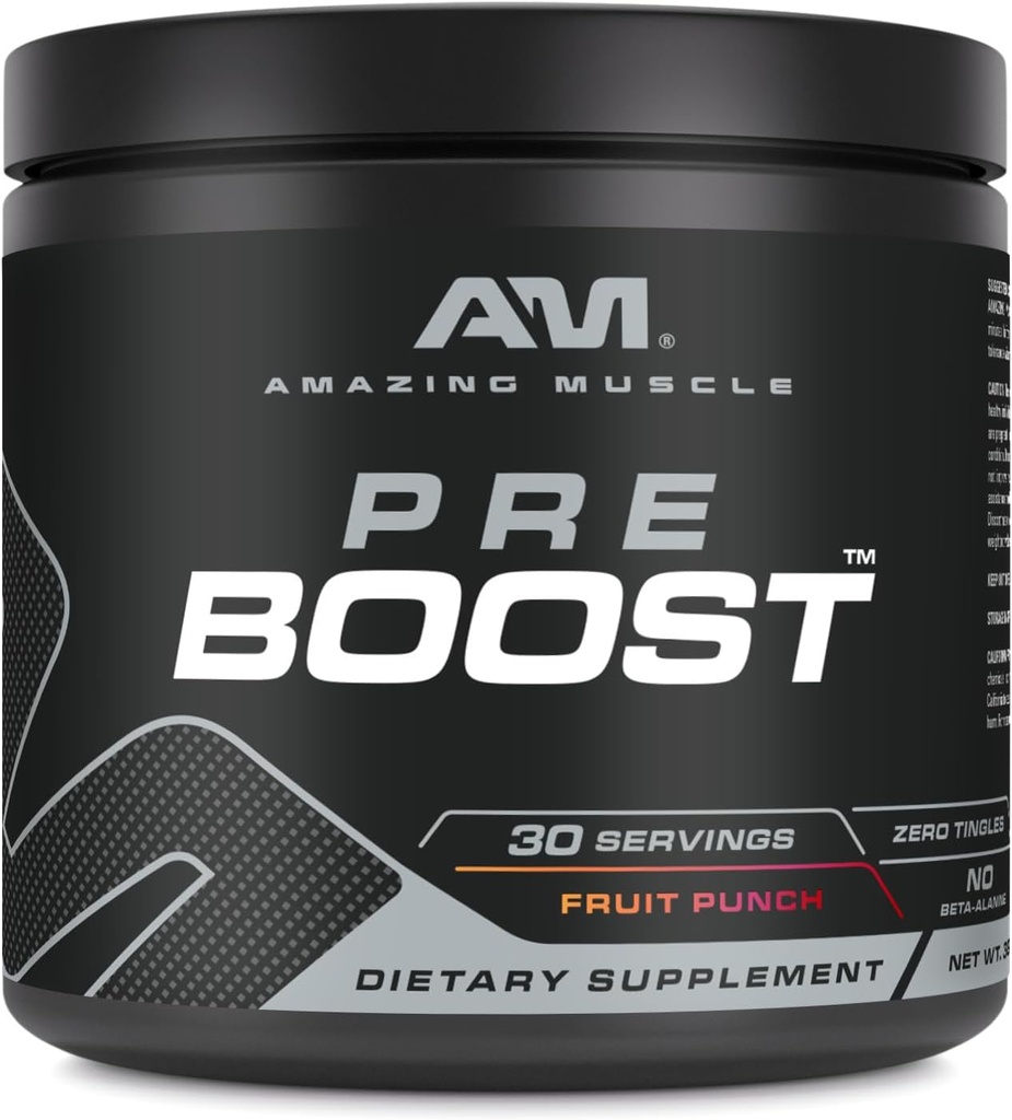 Amazing Muscle Pre Boost 124; 30 Doručování 124; 324 Grams 124; Předcvičení doplněk 124; Ovocný punč Flavor 124; Vyrobeno v USA