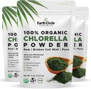 Earth Circle Organics Organic Chlorella Powder Superfood 124; Kosher CLANER 124; Broken Cell Wall chlorofyl, Vegan, Super Green Algae, Clean Chlorella, High in Protein, Fiber & Amino Acids - 4oz (3 balení)