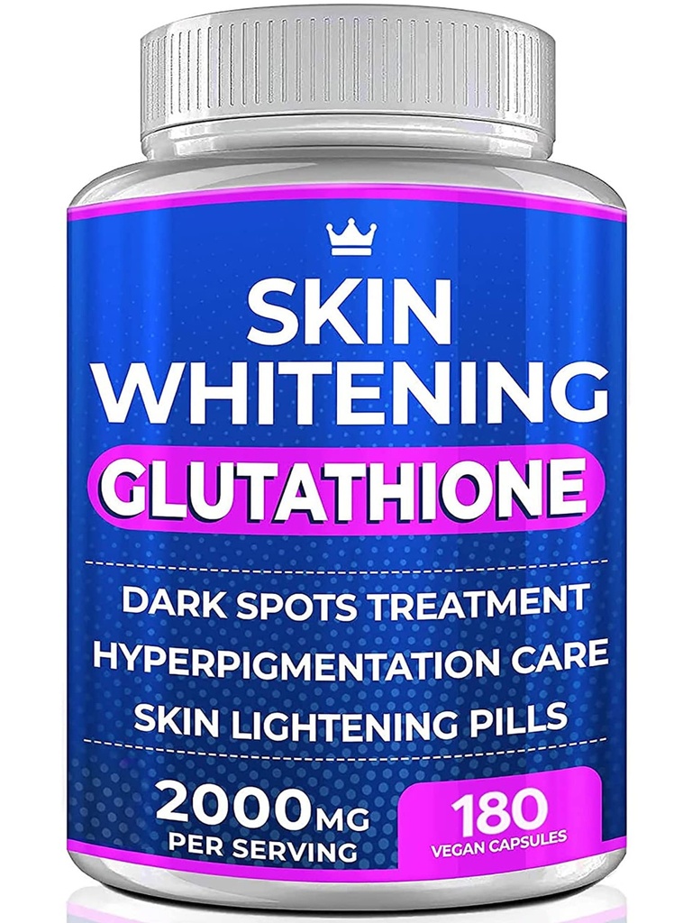 Glutathione Whitening Pills - 180 Kapsle 2000mg Glutathione - Efektivní doplněk pro osvětlení pokožky - Tmavé Spoty, Melasma & Akne Scar Remover, Hyperpigmentace Léčba - Anti- Aging Antioxidant
