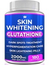 Glutathione Whitening Pills - 180 Kapsle 2000mg Glutathione - Efektivní doplněk pro osvětlení pokožky - Tmavé Spoty, Melasma & Akne Scar Remover, Hyperpigmentace Léčba - Anti- Aging Antioxidant