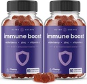 Imunitní podpora Gummies current 124; Mocná směs Elderberry, Vitamin C, Zinek, Echinacea, Astragalus Root & Ginger current 124; Imunitní posilovače pro dospělé a děti dodatek current 124; Vegan & Non- GMO current 124; Cherry currency 124; 60 Ct (2 balení)