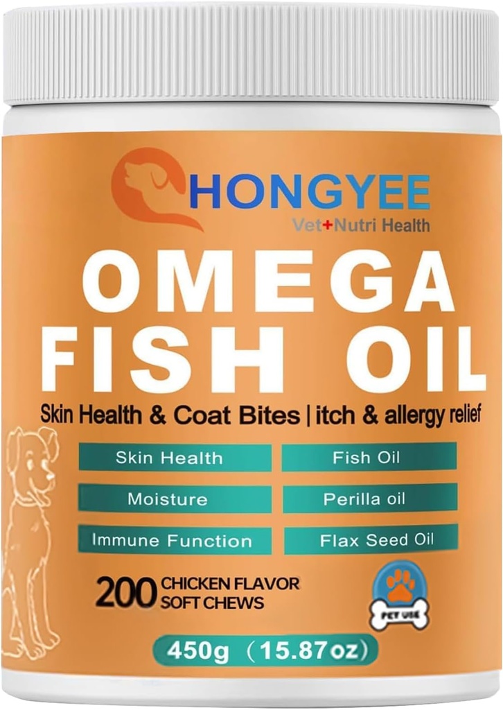 Pleť & Coat Care Omega 3 Měkké žvýkání pro zvířata - rybí olej pro psy Zdravá kůže 124; Shiny Fur 124; Proti svědění v Treat Format, All- in-1 olej