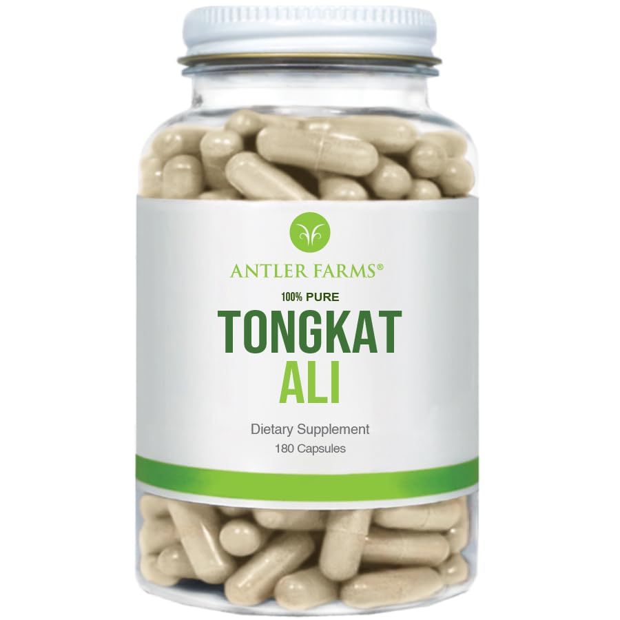 Antler Farms - 100% čisté Tongkat Ali Extract 200: 1, 180 Kapsle, 500mg - Eurycoma Longifolia Slow Grown Grown Roots from Indonesia - Pánská zdravotní podpora, Vegan, Gluten, Soy a Dairy Free