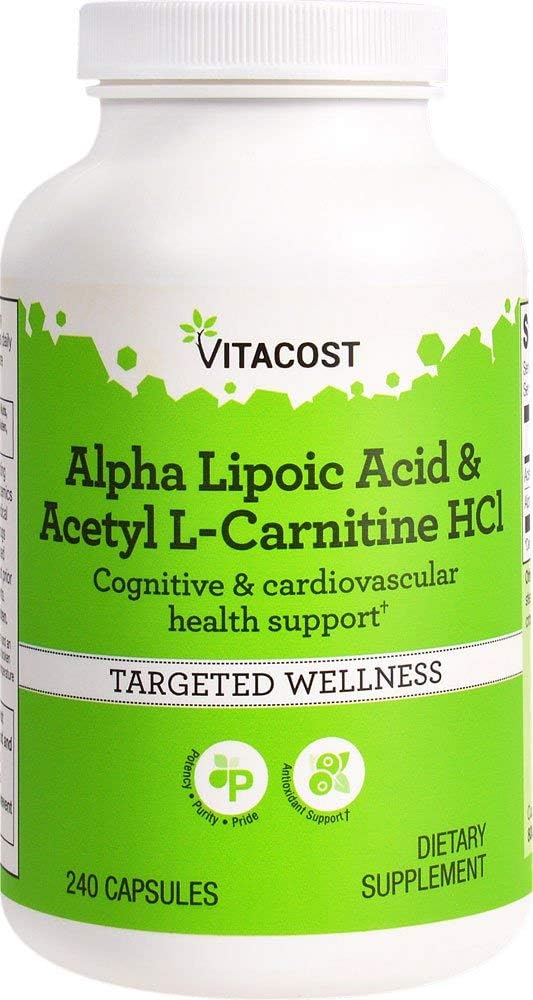 Vitacost Alfa Kyselina lipoová & acetyl L- karnitin HCl -- 1,600 mg na porci - 240 Kapsle Vitacost Brand
