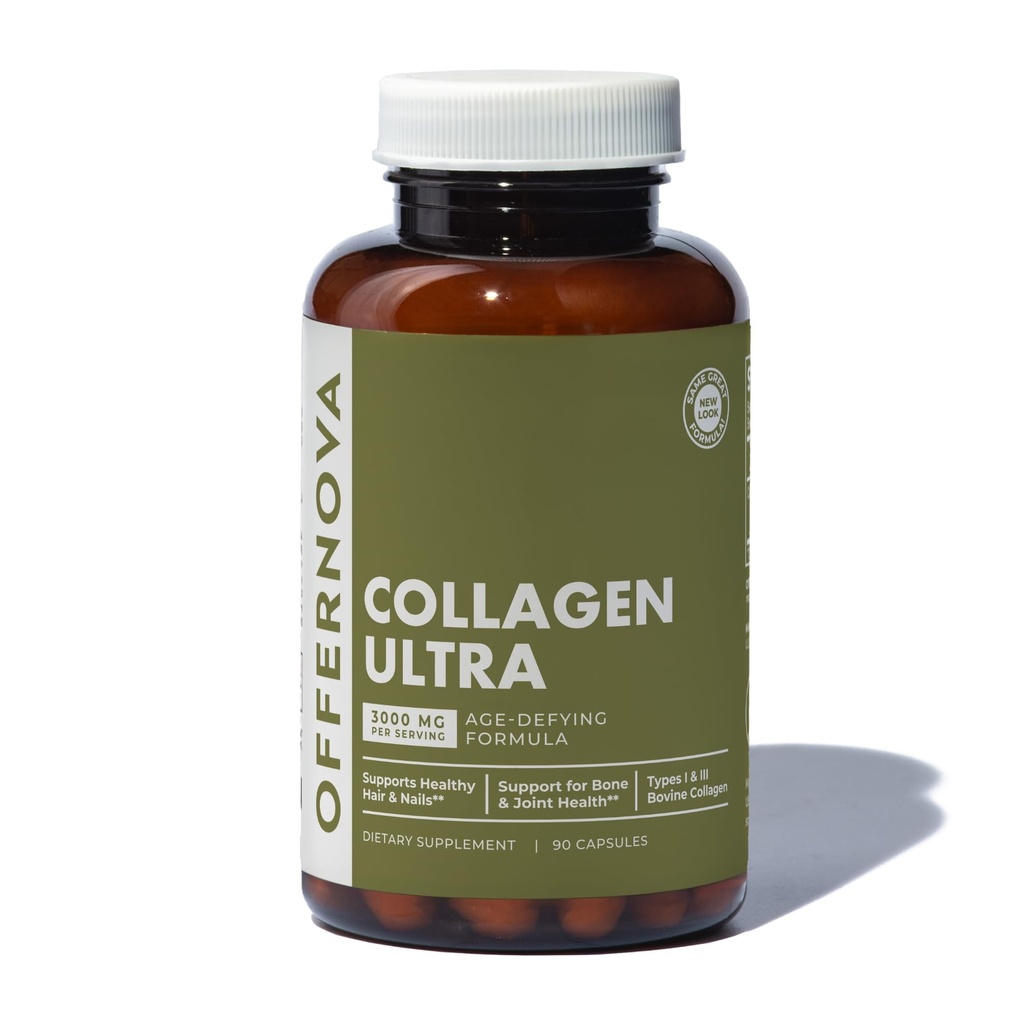 Offernova kolagen Ultra hydrolyzované kolagen doplňky - 3000mg proti stárnutí skotu Kolagen Peptidy pro zdravé klouby, kosti, vlasy a kůže. Pastilla de Colageno Hidrolizado, 90 Kapsle