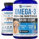 Omega 3 Rybí olej pro psy - Lososový olej pro psy - Doplněk k psu Rybí olej Může pomoci vypouštění, alergie, Itch Relief - Podporuje suchou pleť, sponky - Dog Skin and Coat Supplement - 90 Rybí olej pilulky EPA DHA