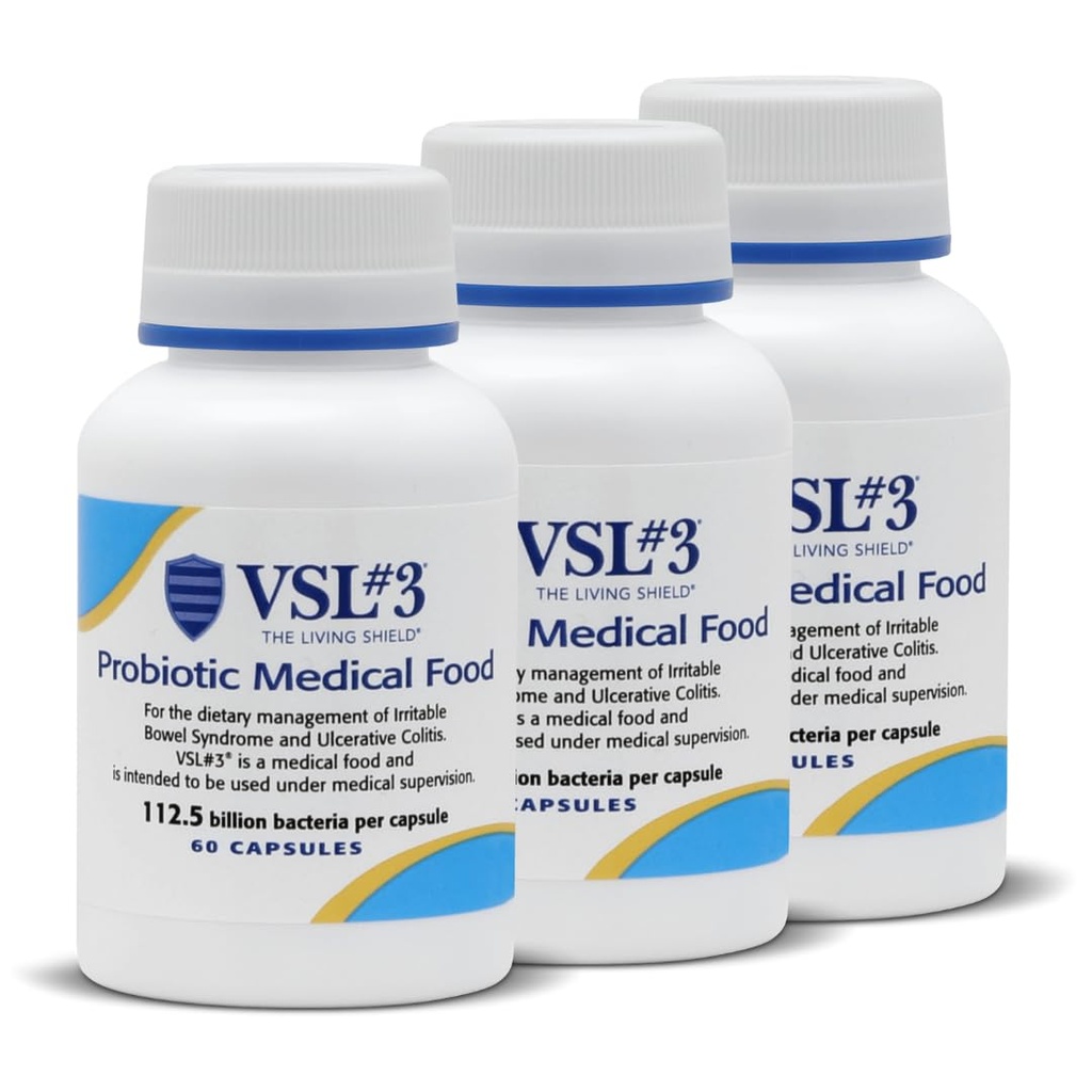 VSL # 3 ® Probiotika pro stravitelné zdraví, IBS & UC příznaky - 112.5B CFU, high- potency, Multi- Strain, Live, Chladné Probiotic, Lékařské jídlo pro Gut Zdravotní podpora u mužů a žen, 180 Kapsle