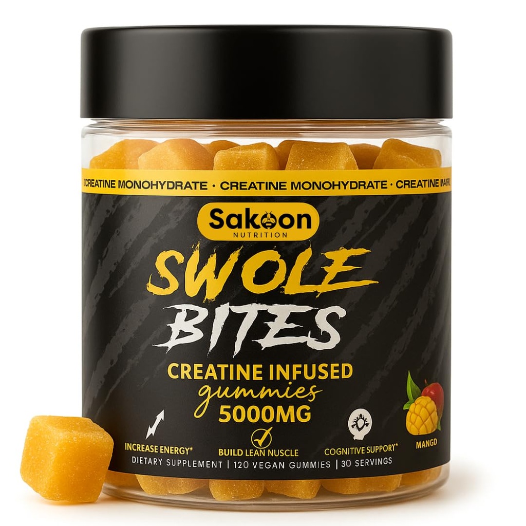 Creatine Gummies 5000mg - Vegan - Muscle Builder - Síla & Energy Support - 120 Count - Mango Flavor - Creatine Monohydrát dodatek pro muže a ženy