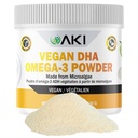 AKI Omega 3 DHA Micro Algae Práškové doplňky - Keto vitamin na bázi rostlin - Alternativa k rybě nebo krillu olej - Vegan & Non- GMO (4.58oz / 130g)