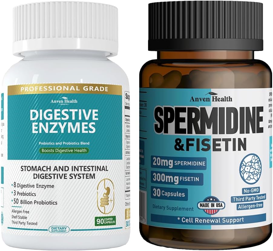 800mg trávicí enzymy pro muže a ženy + Spermidin & Fisetin dodatek - 20mg 98% Spermidin 3HCL