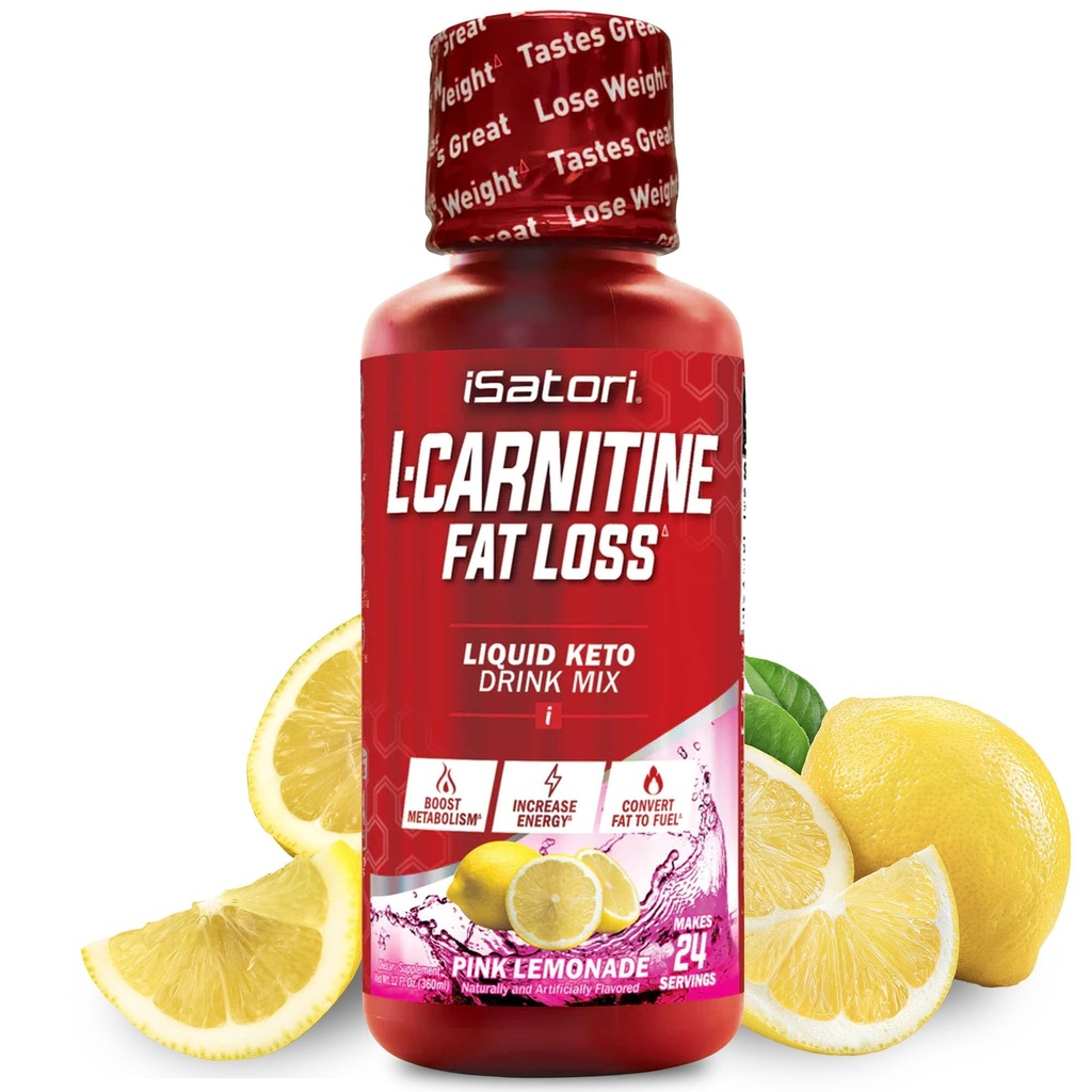 iSatori L- Carnitin 1500, Triple-Blend Liquid L Carnitin dodatek, s acetyl & tartrát, stimulant Free Energy, No Calories, Cukr nebo gluten, Keto- Friendly, Pink Lemonade (24 Servings)