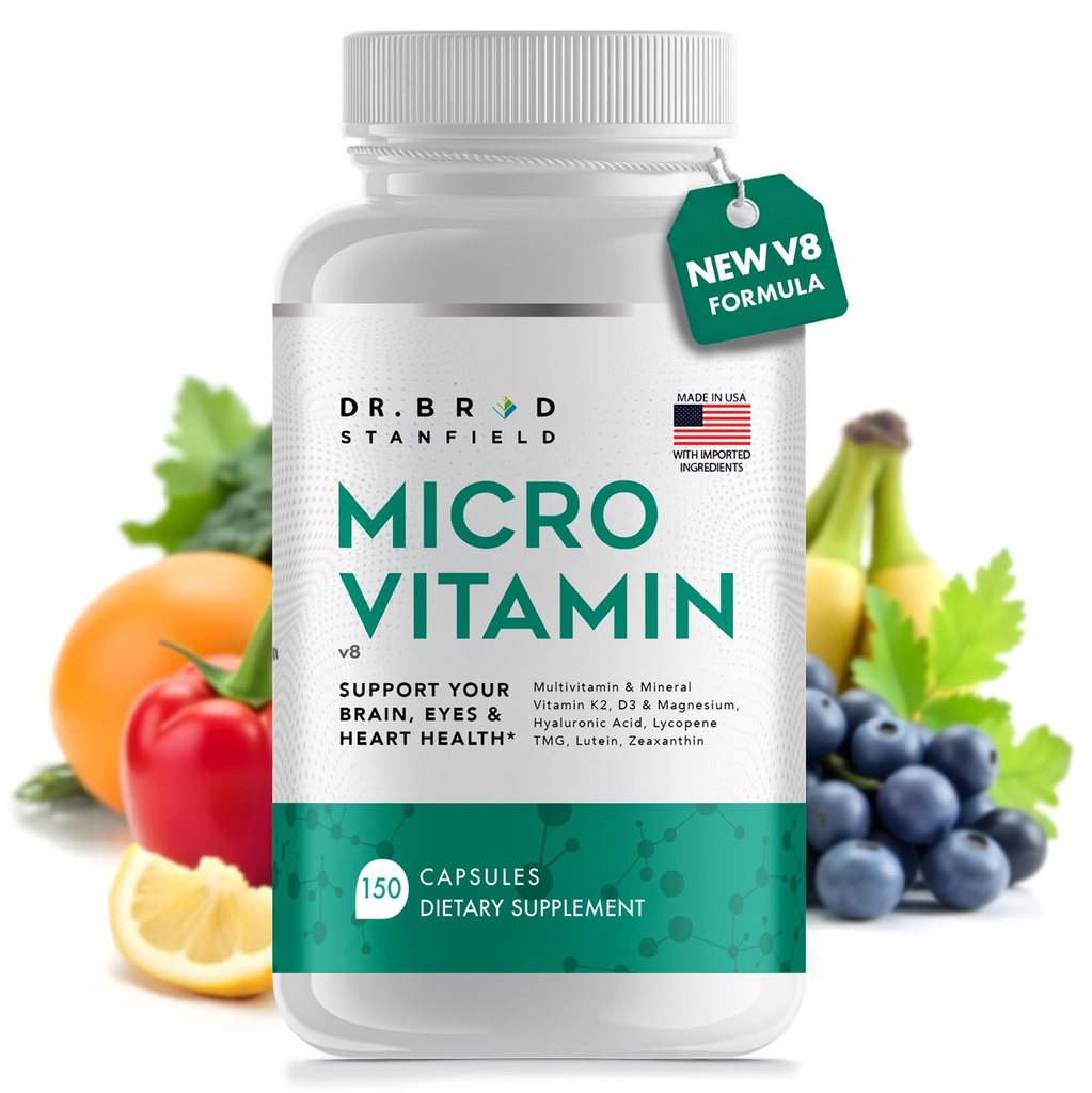 Denní nízká dávka MultiVitamin & Mineral pro muže a ženy na podporu kognitivní výkon & paměť + Hyaluronická kyselina pro zdraví pokožky + TMG pro cvičení (150 Počet)