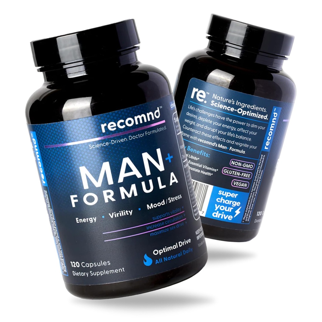 Výživa - Man + Formule, Podpora energie, Podpora svalů, a Prostate Zdravotní doplňky pro muže s vitaminem E, Saw Palmetto, Red Korean Ginseng, a další, 120 Kapsle