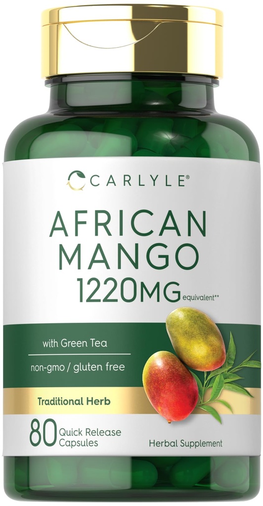 Carlyle African Mango Dodatek 1220mg 124; 80 Kapsle 124; s Green Tea Extract 124; Non- GMO, gluten zdarma