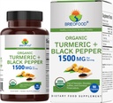 Brieofood Organic Turmeric with Black Pepper 1500mg, 45 Servings, Vegetarian, Gluten Free, 90 Vegetarian Tablety