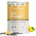 Sprout Living Epic Protein, Plant Based Protein & Superfoods Powder, Vanilla Lucuma Powder 124; 20 Grams Organic Protein Powder, Vegan, Non Dairy, Non- GMO, Gluten Free, Nízký cukr (2 litry, 24 Serving)