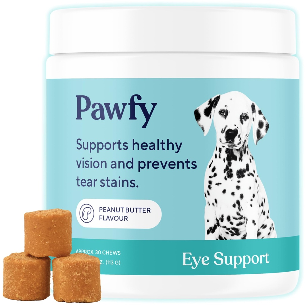Pawfy Eye Support Soft Chews CY124; Prevent Tear Stenes CY124; Support Eyesight CY124; Celkově Eye Health CY124; with Luthein, Krill Oil & Astaxanthin
