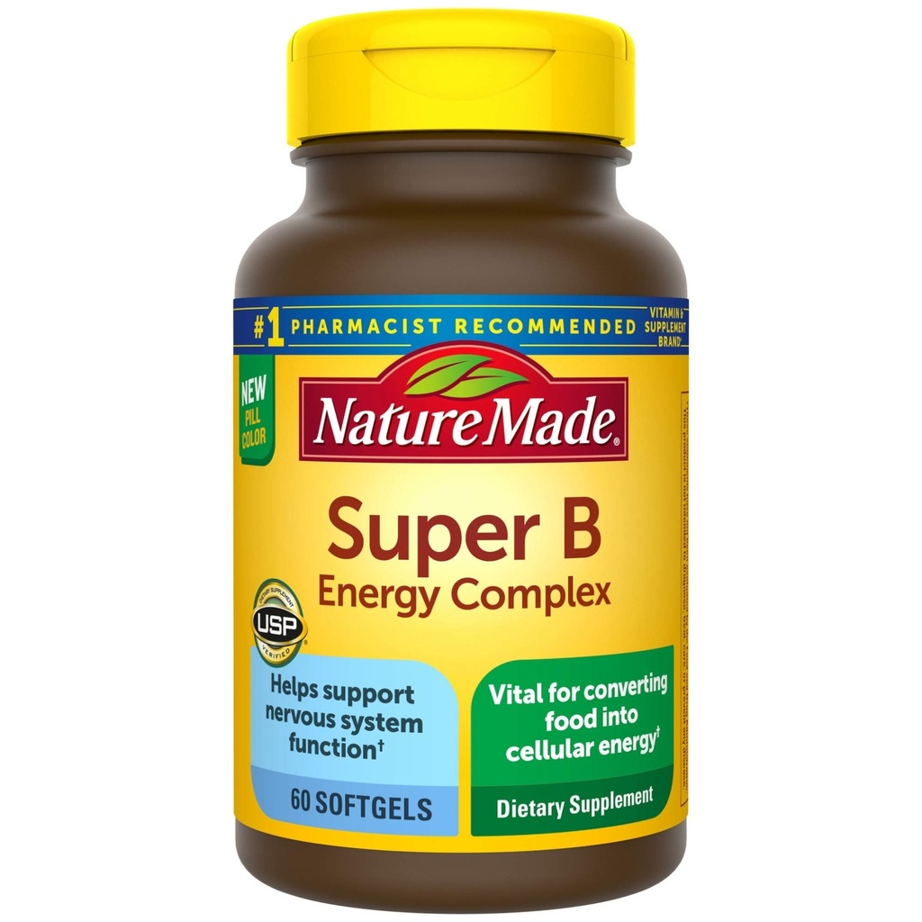 Nature Made Super B Energy Complex, Dietní dodatek pro podporu nervového systému, 60 Softgels, 60 Day Supply