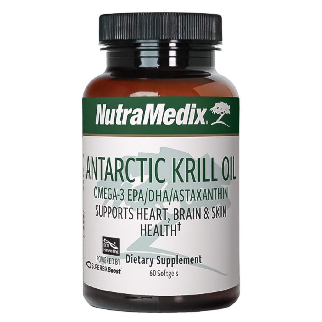 NutraMedix Antarktický krilový olej 500mg - Rybí olej dodatek - Omega-3s (EPA & DHA) + Astaxanthin - Červený krill dodatek pro společnou, imunitní, srdeční, jaterní a mozkovou podporu zdraví (60 Softgels)