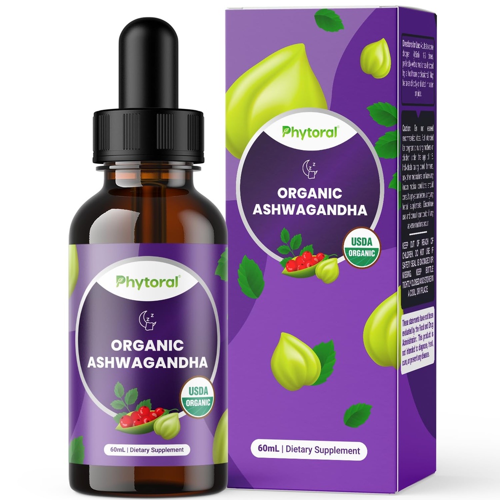 Fyzikální organické Ashwagandha kapalné kapky pro dospělé - Potenciální tekutý Ashwagandha Root Extract for Energy and Mood Support - Tincture Vegan Non- GMO gluten & Alcohol- Free (120 Služeb)