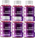 Vitamatic Biotin Gummies 10,000 mcg pro silnější vlasy, kůže a nehty - 60 Vegan Gummies - Také nazývá vitamin B7 (6 lahví)