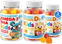 Omega 3 DHA gumy a vitamín D gumy pro děti a dospělé - No Fish Oil and gluten Free Imunitary Health Plant based Fiber Chewable