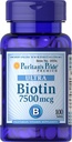 Puritan 's Pride Biotin 7500 mcg, Zdravé vlasy podpora, 100 Počet, 100 Počet (balení po 1)