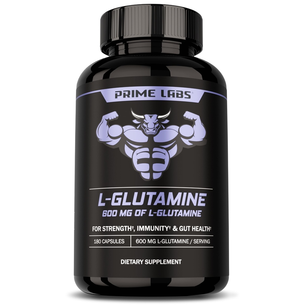 Prime Labs L glutamin Kapsle 600mg - Podporuje sílu, Muscle Recovery, Imunita, & Gut Zdraví - Amino kyseliny doplněk - pro muže a ženy