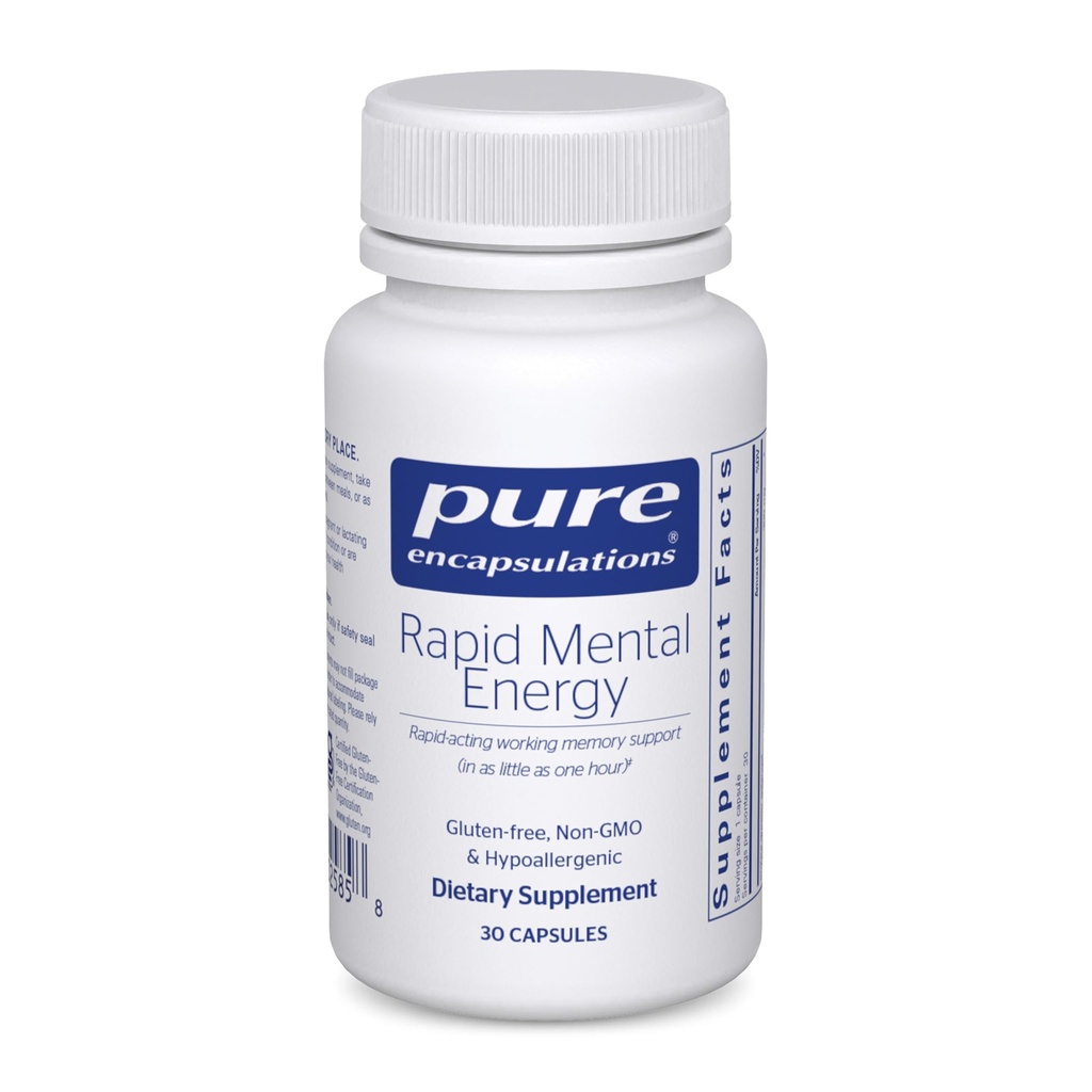 Čisté Enkapsulations Rapid Mental Energy - Veganský doplněk paměti na podporu zdraví mozku - Ginkgo Biloba Extract, Alpinia Galanga & American Ginseng Extract - Non- GMO & Gluten- Free - 30 Kapsle