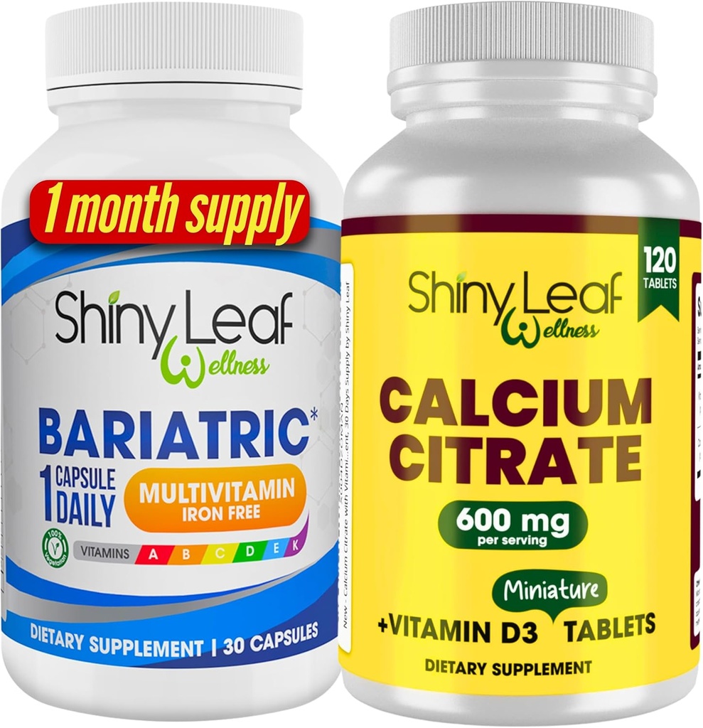 Bariatrické multivitamin- iron- zdarma pro ženy a muže plus vápník Citrát s vitamínem D3, Snadná polykací Kapsle, Neochucené - 1 měsíc Dodávka